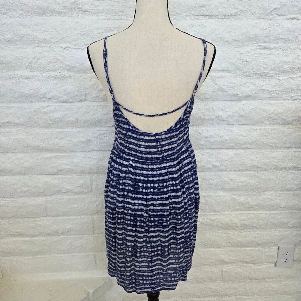 ROXY Dress Medium Blue White Sundress Cover Up Womens Mini Summer Short - Picture 7 of 10